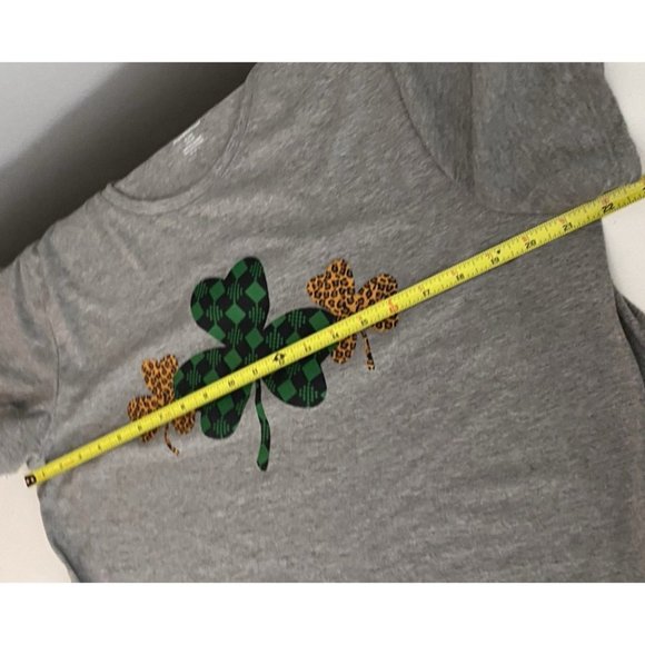 Celebrate Together St Patrick's Day T-shirt Women's Clover Gingham Gray XL - Picture 4 of 9